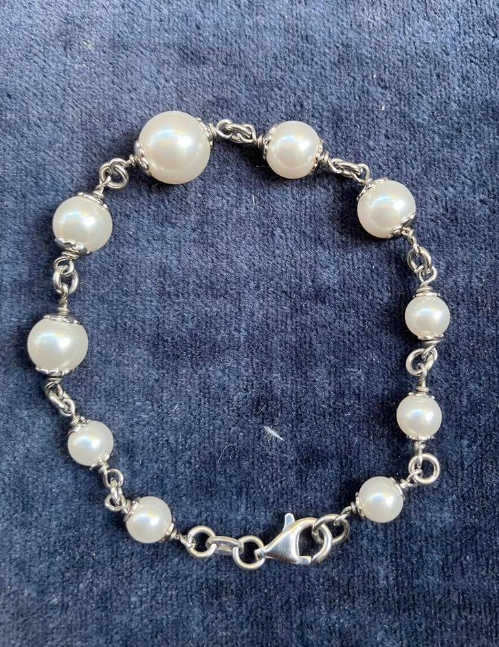 Zilveren armband met zoetwaterparels nieuw, Sieraden, Tassen en Uiterlijk, Armbanden, Nieuw, Zilver, Zilver, Ophalen of Verzenden