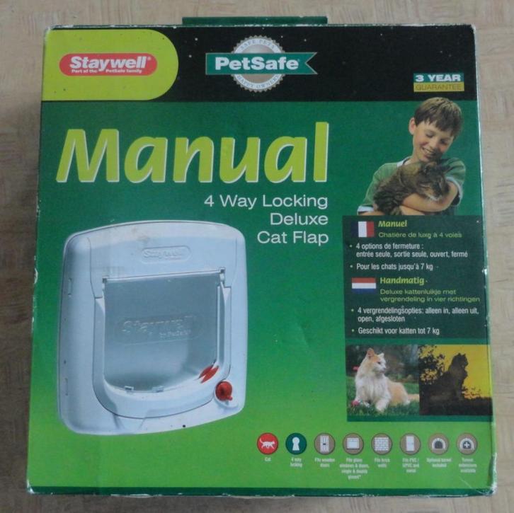 Kattenluik - Staywell Petsafe Manual 4 Way Deluxe Cat Flap, Dieren en Toebehoren, Katten-accessoires, Nieuw, Ophalen of Verzenden