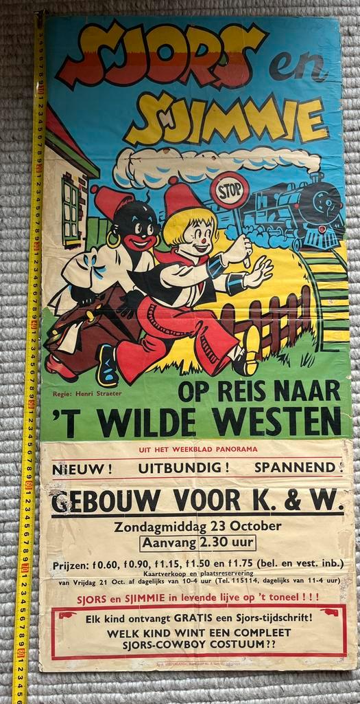 Frans Piet Piët Sjors Sjimmie zeldzame aankondiging Vintage, Verzamelen, Stripfiguren, Gebruikt, Plaatje, Poster of Sticker, Overige figuren
