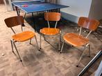 Vintage schoolstoelen (stapelbaar, versleten), Ophalen, Zo goed als nieuw, Bruin
