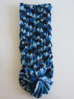 blauwe grof gebreide Human Nature sjaal met pompom, Gedragen, Human Nature, Ophalen of Verzenden, Sjaal