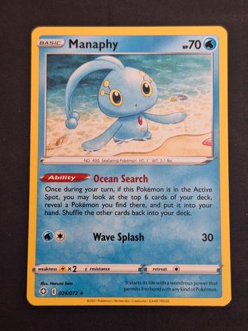 Manaphy 24/72 Pokemon Shining Fates (Mint) beschikbaar voor biedingen