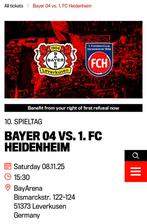 Bayer 04 Leverkusen - Fc Heidenheim, Tickets en Kaartjes, Sport | Voetbal, Twee personen, April