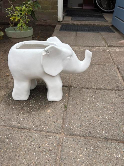 Witte olifant plantenpot – boho stijl – 27 cm hoog, Tuin en Terras, Bloembakken en Plantenbakken, Gebruikt, Hout, Binnen, Balkon