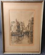 Fraaie ets Kolkje en Schreierstoren Amsterdam HE Roodenburg, Antiek en Kunst, Ophalen of Verzenden
