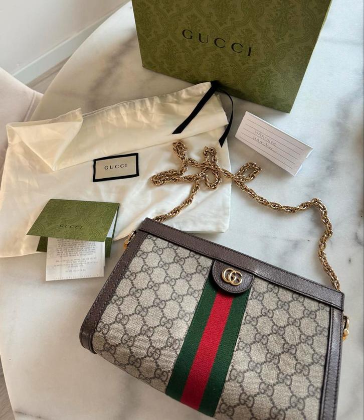 Gucci Ophidia Medium Schoudertas - Nieuw!, Sieraden, Tassen en Uiterlijk, Tassen | Damestassen, Nieuw, Schoudertasje, Bruin, Ophalen