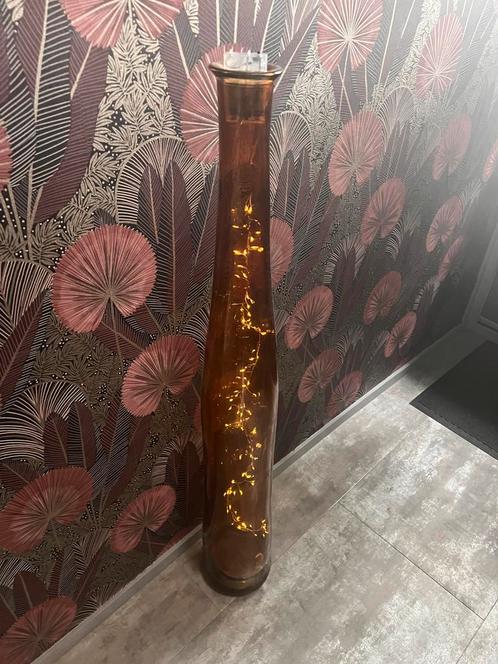 Glazen Vaas (met Lampjes) - Zo Goed Als Nieuw, Huis en Inrichting, Woonaccessoires | Vazen, Zo goed als nieuw, Oranje, 75 cm of meer