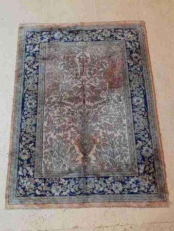 Tapijt zijdeachtig beige blauw oudroze 161/121 beschikbaar voor biedingen