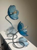 Unieke Tafellamp met Buigarm & Glazen Kap, Ophalen of Verzenden, Gebruikt, Glas, Minder dan 50 cm