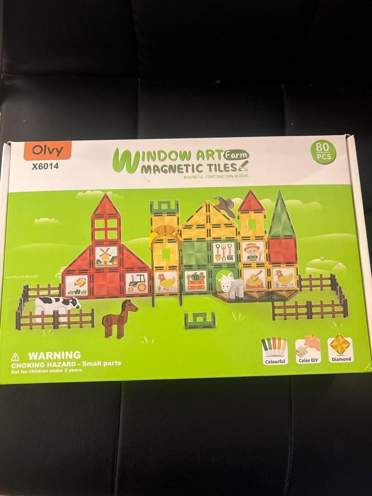 Window Art Farm - Magnetische Tegels - 80 stuks, Kinderen en Baby's, Speelgoed | Bouwstenen, Nieuw, Ophalen