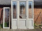 304hx188br Drieslag deur prachtig geetst glas met bovenlicht, Antiek en Kunst, Ophalen