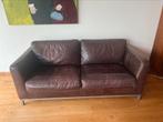 Leren bruine tweezits bank, Ophalen, Gebruikt, 150 tot 200 cm, Tweepersoons