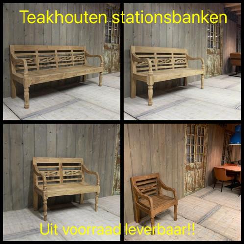 Stationsbanken teakhout uit voorraad leverbaar teak hout, Tuin en Terras, Tuinbanken, Nieuw, Teakhout, Ophalen of Verzenden