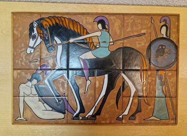 Tegeltableau Griekenland, Antiek en Kunst, Antiek | Wandborden en Tegels, Ophalen of Verzenden