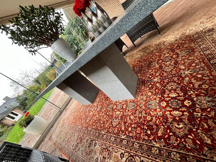 Granieten Buitentafel - B100xL220 - inclusief stoelen!, Huis en Inrichting, Tafels | Eettafels, Gebruikt, 50 tot 100 cm, 200 cm of meer
