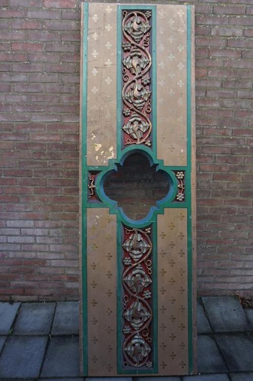 Gestoken houten Neo Gotisch kerk paneel, Antiek en Kunst, Antiek | Religie, Ophalen