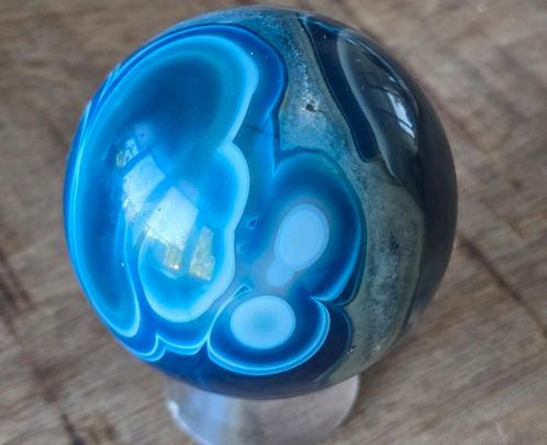 Blauwe agaat bol, Sieraden, Tassen en Uiterlijk, Edelstenen, Zo goed als nieuw, Ophalen of Verzenden