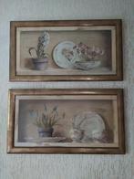 Leuke set van 2 bij elkaar horende afbeeldingen, 67 x 37 cm, Ophalen, Minder dan 50 cm, Zo goed als nieuw, Schilderij