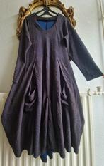 Mat. Fashion donker blauw bruin bedrukt gesteekt ballon jurk, Blauw, Jurk, Ophalen of Verzenden, Zo goed als nieuw
