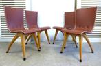 Prachtige set 4 vintage retro stoelen van ontwerper Van Os, Vier, Gebruikt, Hout, Ophalen
