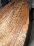 Ovale eettafel van mangohout, 100 tot 150 cm, Ophalen of Verzenden, Zo goed als nieuw, 150 tot 200 cm