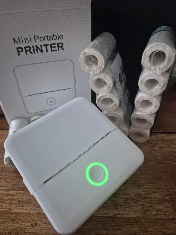 Thermische mini pocket printer incl 25 rolletjes papier, Computers en Software, Pocketprinters, Zo goed als nieuw, Ophalen of Verzenden