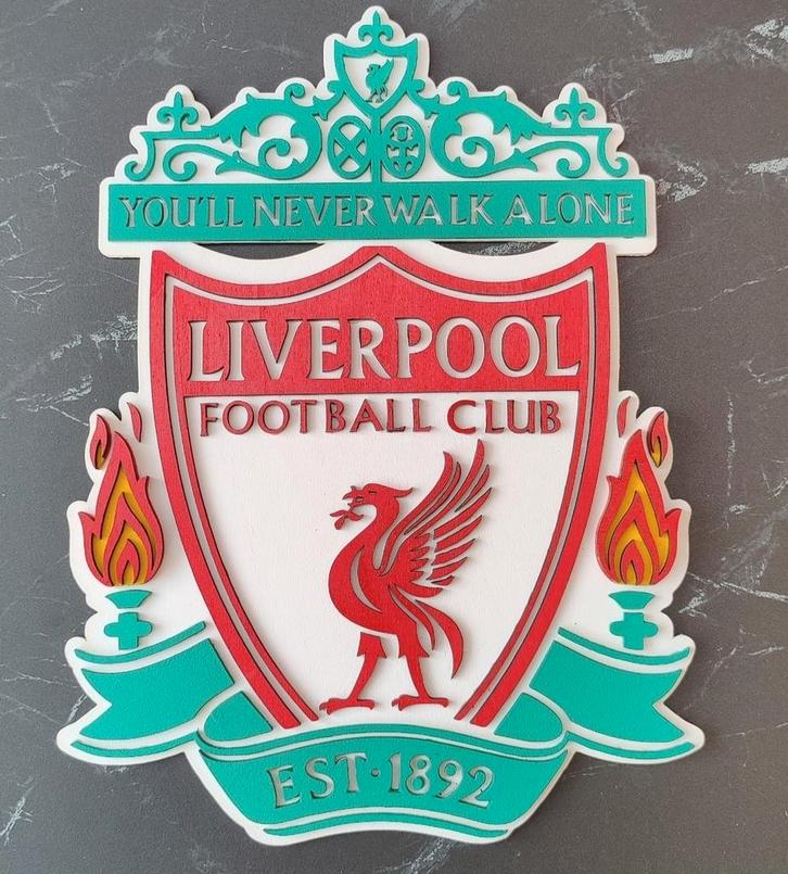 3D houten Liverpool logo – 38 cm, Verzamelen, Sportartikelen en Voetbal, Nieuw, Overige typen, Buitenlandse clubs, Ophalen of Verzenden