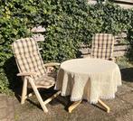 4 kussen voor tuinstoelen blauw/geel, Ophalen