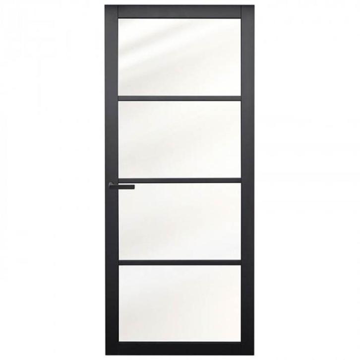 Staallook deuren zwart stomp met glas paneeldeur, Doe-het-zelf en Verbouw, Deuren en Horren, Nieuw, Binnendeur, 200 tot 215 cm