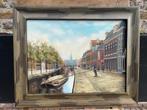 Zicht op de gracht, olieverf op doek, Ophalen of Verzenden