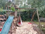 Houten Speeltoestel met Schommel, Glijbaan & Huisje, Ophalen, Gebruikt, Glijbaan