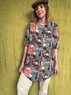 Vintage blouse, maat 42/44 - XL/XXL - blauw - bloemen, Blauw, Maat 42/44 (L), Ophalen of Verzenden, Vintage