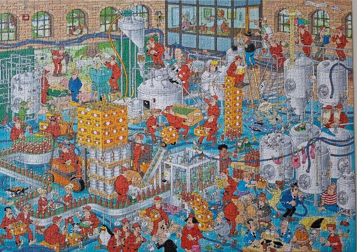 De Ambachtelijke brouwerij, van Haasteren puzzel., Hobby en Vrije tijd, Denksport en Puzzels, Zo goed als nieuw, Legpuzzel, 500 t/m 1500 stukjes
