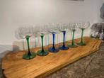 6 vintage wijnglazen, diverse kleuren wel zelfde model, Antiek en Kunst, Antiek | Glas en Kristal, Ophalen of Verzenden
