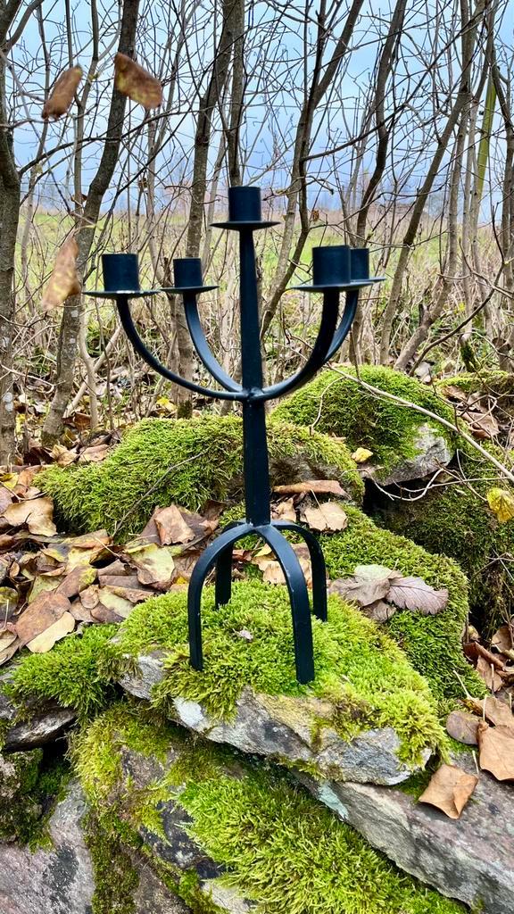 Zweedse Smeedijzeren kandelaar, Antiek en Kunst, Antiek | Kandelaars, Overige materialen, Ophalen of Verzenden