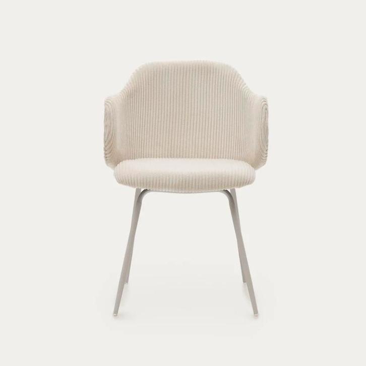 Kave Home Eetkamerstoel Yunia Beige Corduroy 4x, Huis en Inrichting, Stoelen, Gebruikt, Vier, Overige kleuren, Ophalen
