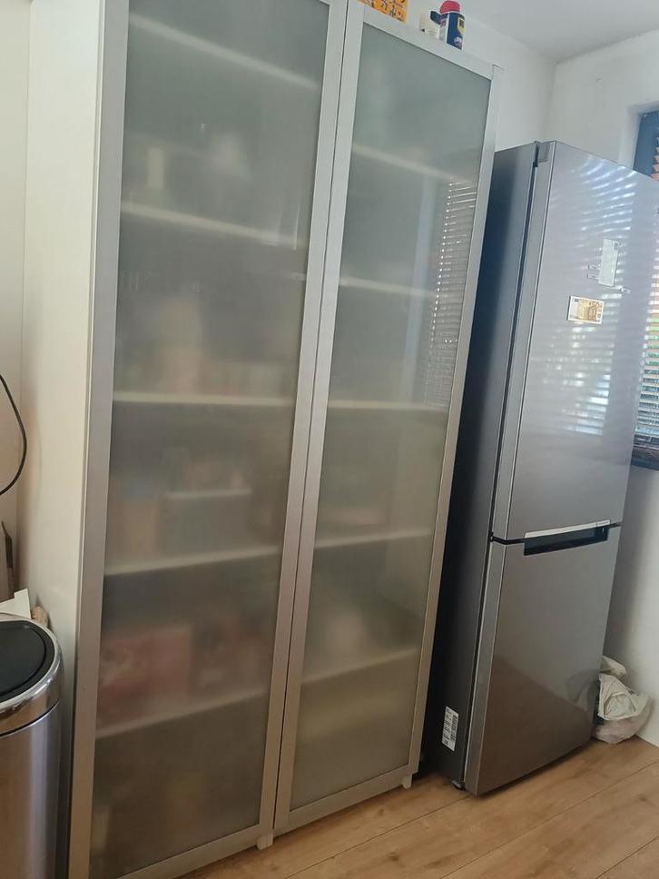 Ikea keukenkast PAX deuren zijn van glas zeegroen/lichtblauw, Huis en Inrichting, Kasten | Vitrinekasten, Gebruikt, 200 cm of meer