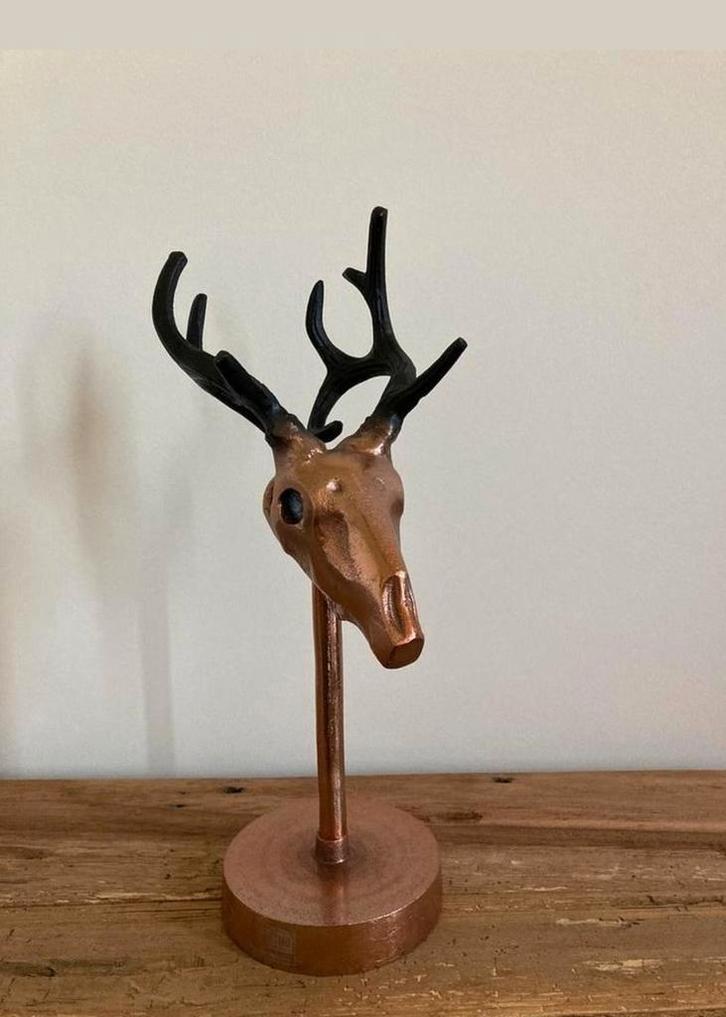 Massief metalen PTMD Scull koperkleur met zwart., Verzamelen, Beelden en Beeldjes, Zo goed als nieuw, Dier, Ophalen of Verzenden