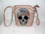 Handtas Roze / Handtasje met doodshoofd / amerikaanse vlag, Ophalen of Verzenden, Zo goed als nieuw, Roze, Handtas