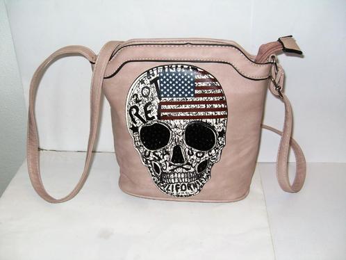 Handtas Roze / Handtasje met doodshoofd / amerikaanse vlag, Sieraden, Tassen en Uiterlijk, Tassen | Damestassen, Zo goed als nieuw