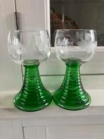 Vintage brocante glas glazen wijnglas roemer groen met tak, Ophalen of Verzenden, Zo goed als nieuw, Overige typen