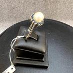 Gouden ring | 18K | 3,46gr | rozet parel en saffier | 340564, Sieraden, Tassen en Uiterlijk, Ringen, Ophalen of Verzenden, Zo goed als nieuw