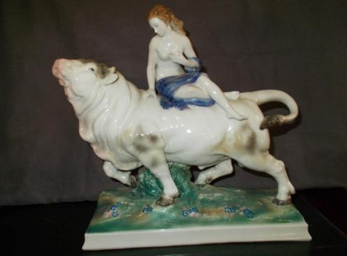 Porselein Beeld Europa op een stier, KARL ENS, 1920, Antiek en Kunst, Antiek | Keramiek en Aardewerk, Ophalen of Verzenden