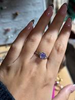 Amethist ring bloem - Zilver, verstelbaar, Verzenden, Paars, Nieuw, Met edelsteen