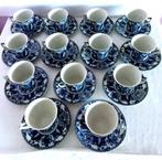 13 kop & schotels Lange Lijsstijl Eierschaal Blauw Wit China, Antiek en Kunst, Antiek | Servies los, Ophalen