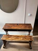 Oud schoolbankje, Oude schooltafel met bankje, Ophalen, Gebruikt, Bureau
