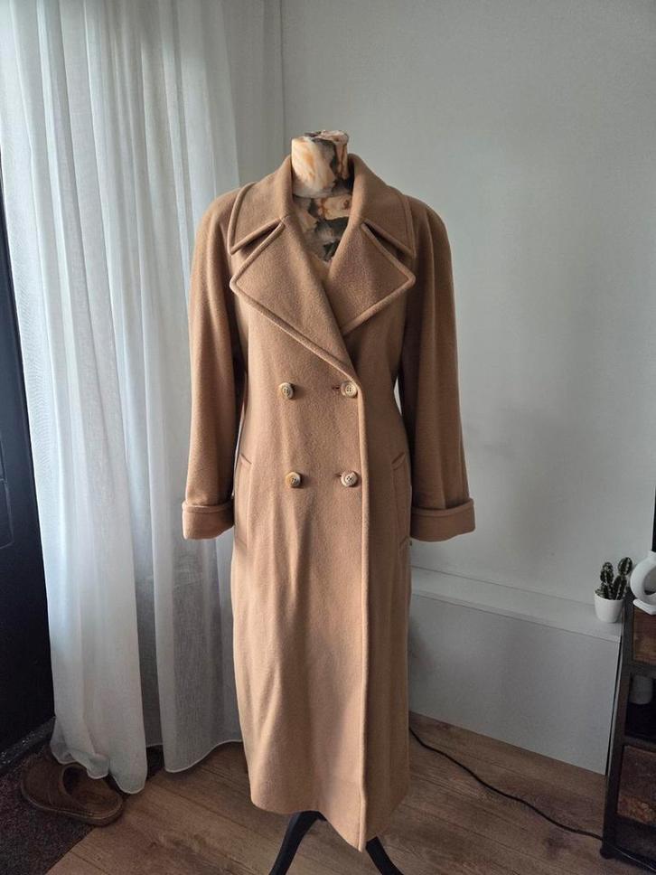 Lange wollen/angora  dames camel trenchcoat maat 42, Kleding | Dames, Jassen | Winter, Zo goed als nieuw, Maat 42/44 (L), Bruin