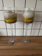 Set glazen met kaars, Ophalen of Verzenden, Zo goed als nieuw, Glas, Minder dan 50 cm