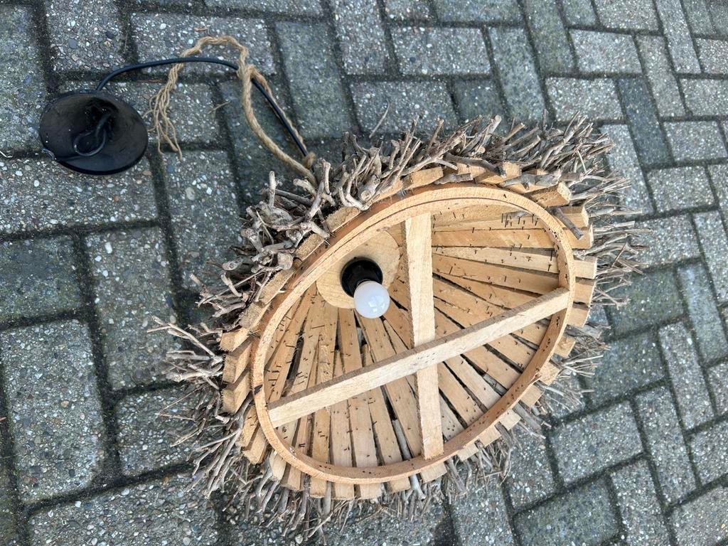 Unieke Houten Hanglamp, Ophalen, Gebruikt, Hout, Minder dan 50 cm