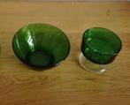 Groen glazen  Arcoroc  schaal en glas per stuk € 2,00, Glas, Schaal, Rond, Ophalen of Verzenden